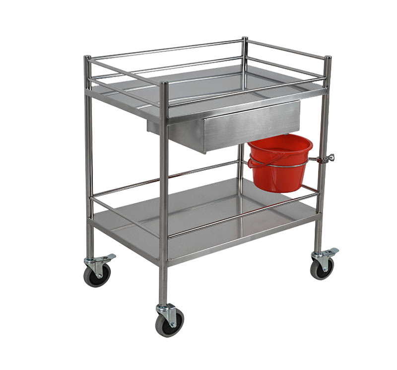 MK-S07 Stainless Steel Hospital Dressing Trolley With Drawer